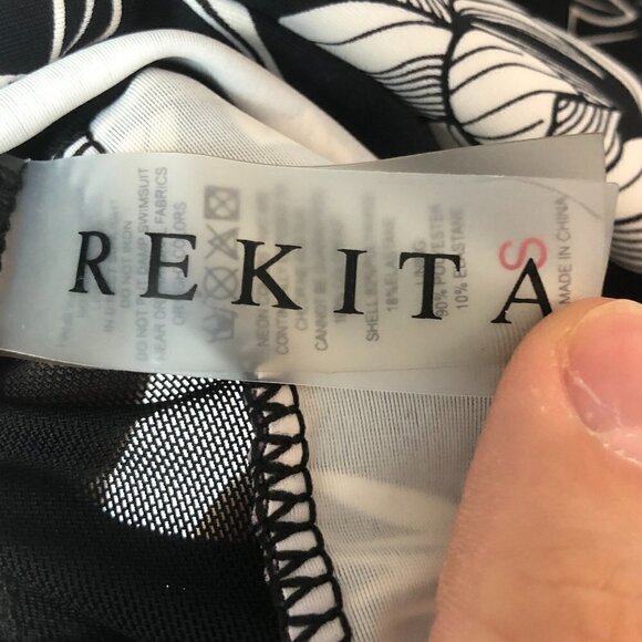 Rekita Tankini Black & White Floral Bathing Suit Tank Top Women's Size S - Picture 3 of 7